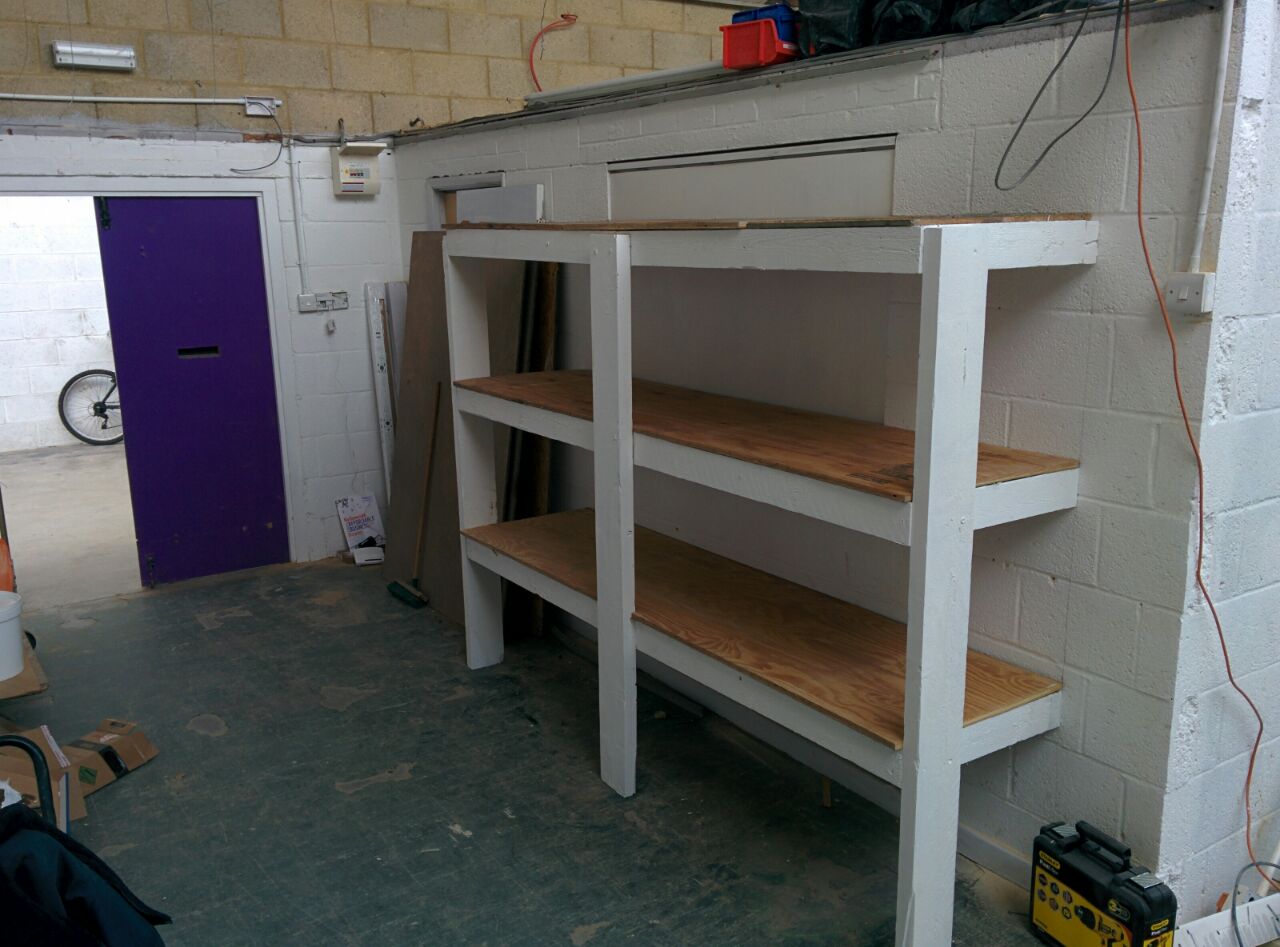 Storage rack - with shelves on, ready for boxes
