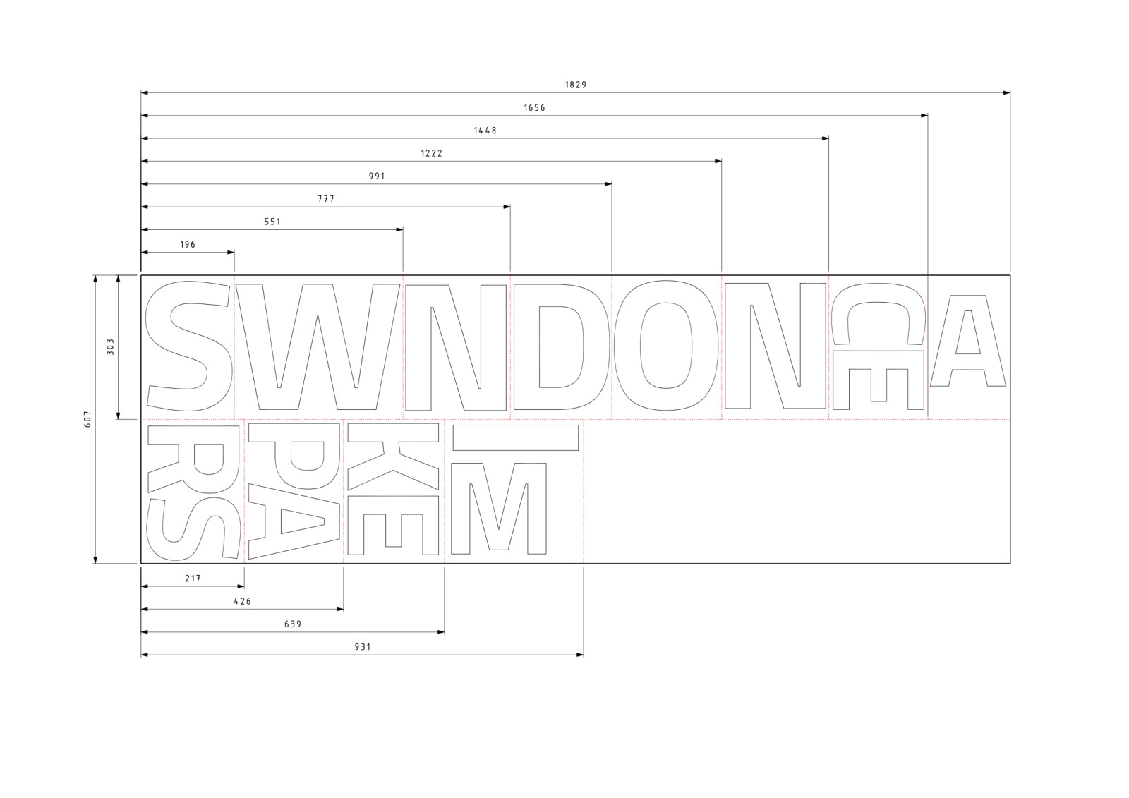 Swindon Makerspace Sign Cutting Layout - Dims